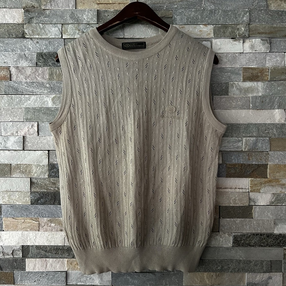 Paolo Gucci Men's Knit Sweater vest Biege
